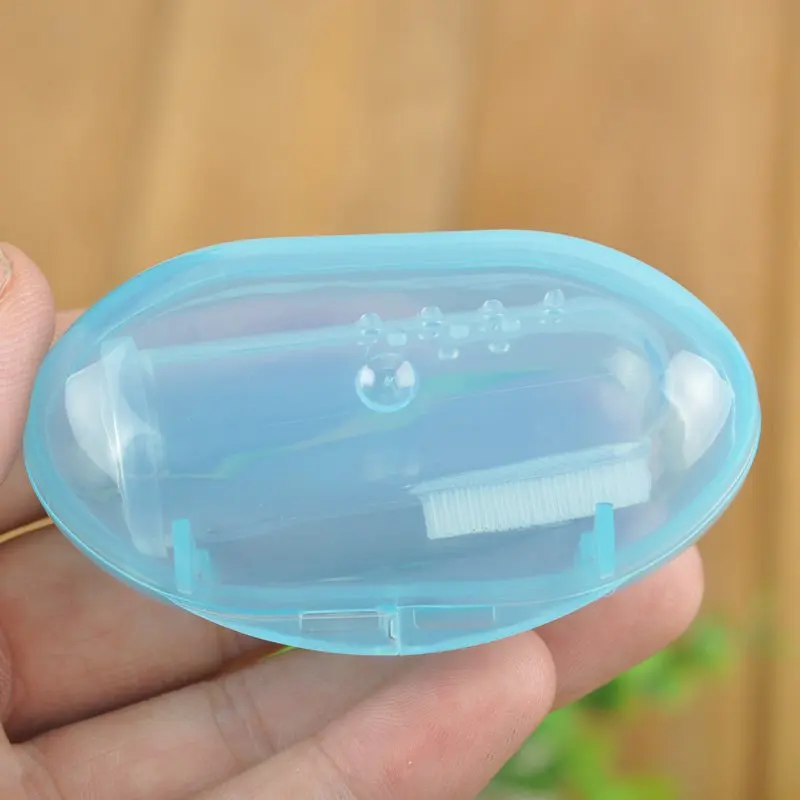 Cute Baby Finger Toothbrush With Box Children Teeth Clear Massage Soft Silicone Infant Rubber Cleaning Brush Massager Set thumbnail 3
