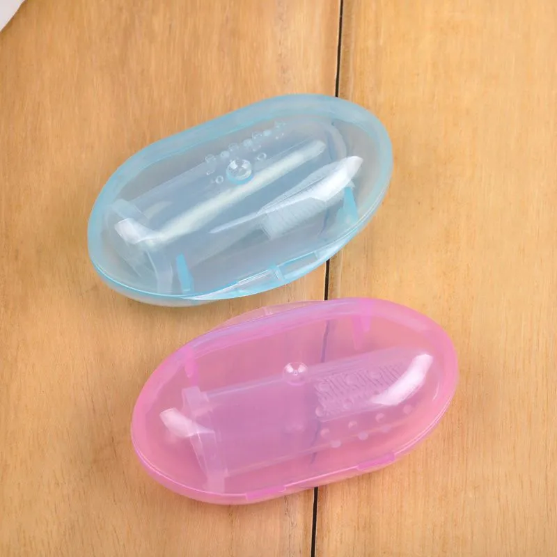 Cute Baby Finger Toothbrush With Box Children Teeth Clear Massage Soft Silicone Infant Rubber Cleaning Brush Massager Set thumbnail 5