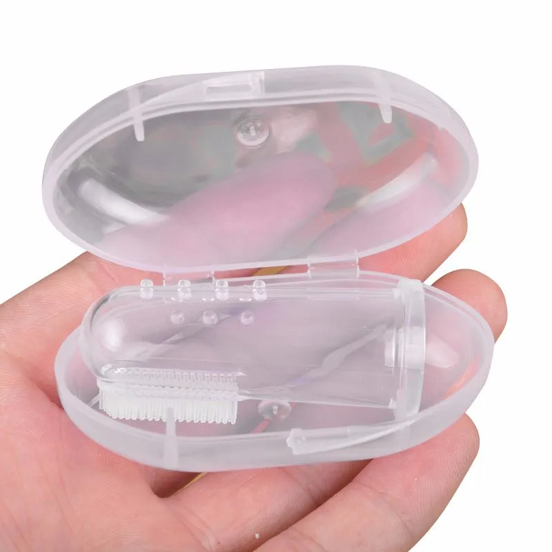 Cute Baby Finger Toothbrush With Box Children Teeth Clear Massage Soft Silicone Infant Rubber Cleaning Brush Massager Set thumbnail 6