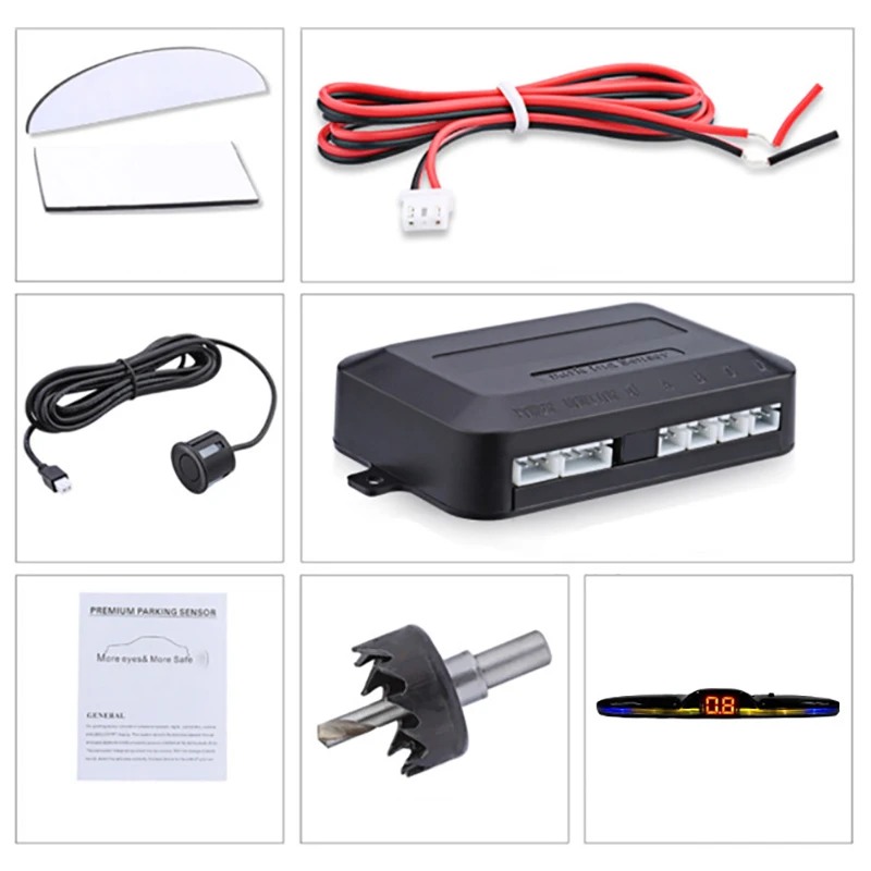 New LED Parking Sensor System Backlight Parktronic Monitor Display Kit Backup Detector Assistant 4 Probes thumbnail 5