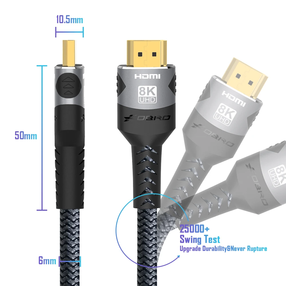 8K HDMI-Compatible Cable 4K@120Hz 8K@60Hz HDMI 2.1 Cable 48Gbps Adapter For RTX 3080 eARC HDR Video Cable PC Laptop TV box PS5 thumbnail 3