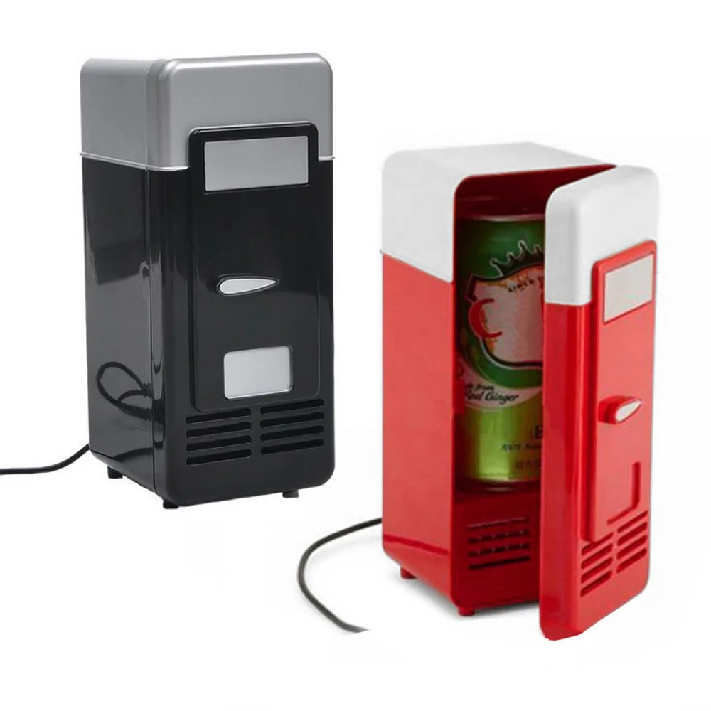 USB Refrigerator Fridge Portable Cooler Mini Beverage Drink Cans Cooler / Warmer for Car Laptop PC Computer Black Red Color 2025 thumbnail 2