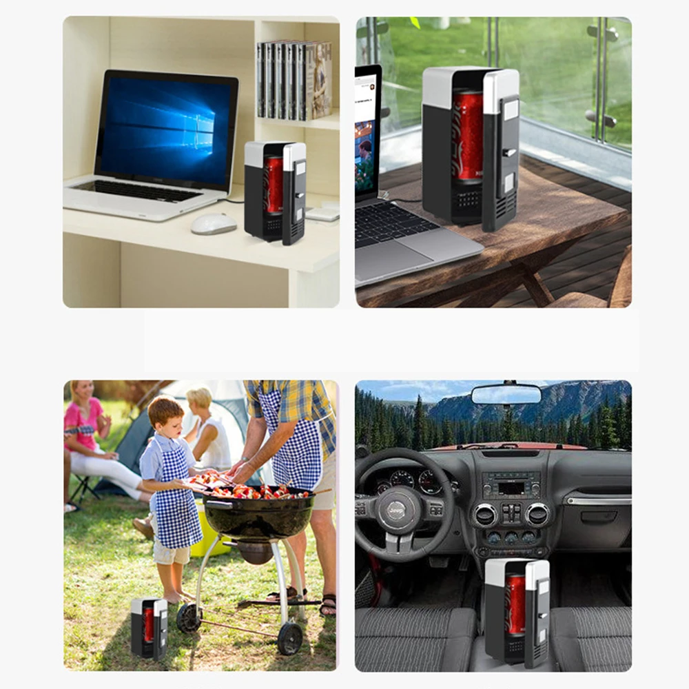 USB Refrigerator Fridge Portable Cooler Mini Beverage Drink Cans Cooler / Warmer for Car Laptop PC Computer Black Red Color 2025 thumbnail 5
