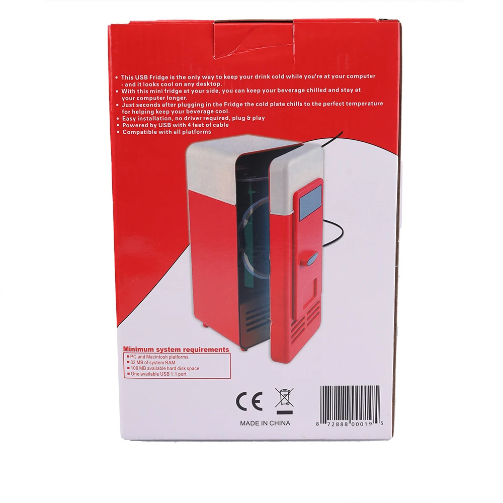 USB Refrigerator Fridge Portable Cooler Mini Beverage Drink Cans Cooler / Warmer for Car Laptop PC Computer Black Red Color 2025 thumbnail 6