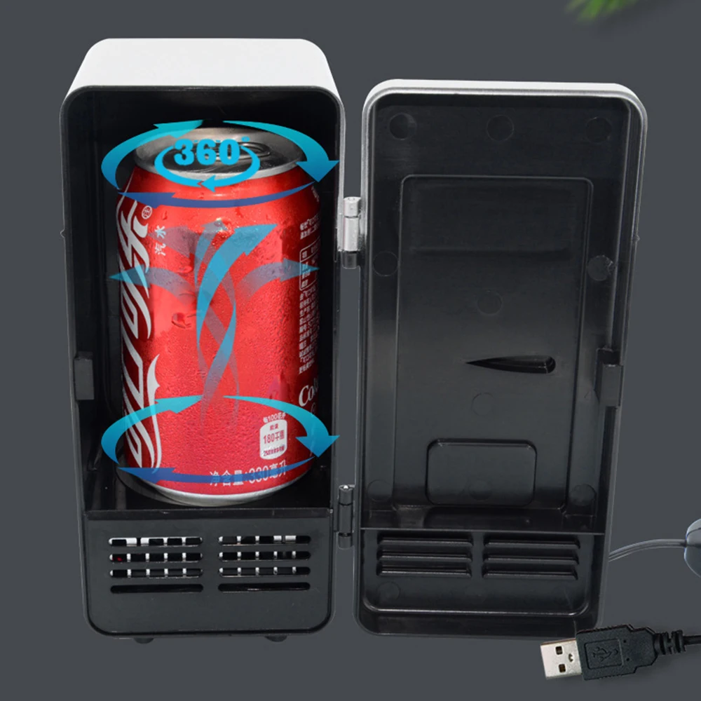 USB Refrigerator Fridge Portable Cooler Mini Beverage Drink Cans Cooler / Warmer for Car Laptop PC Computer Black Red Color 2025 thumbnail 3