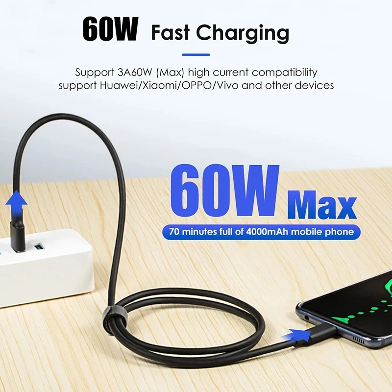 USB 3.2 10Gbps Type C Cable USB A to Type-C 3.2 Gen2 Cable Data Transfer USB C SSD Hard Disk Cable 3A 60W QC 3.0 Fast Charging thumbnail 3