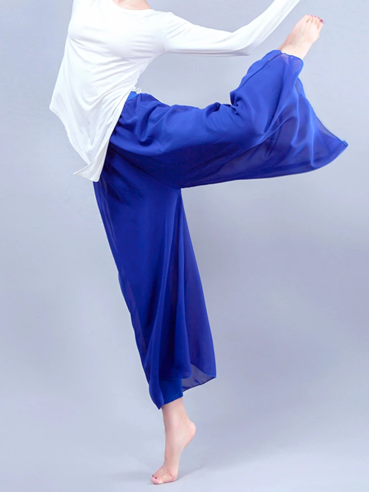 Dance practice pants, dance pants, folk dance, adult women's wide-leg pants, yoga pants, gauze chiffon party pants, costumes thumbnail 2