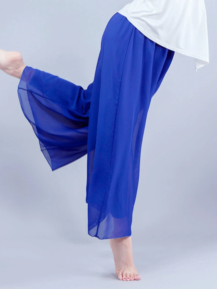 Dance practice pants, dance pants, folk dance, adult women's wide-leg pants, yoga pants, gauze chiffon party pants, costumes thumbnail 4