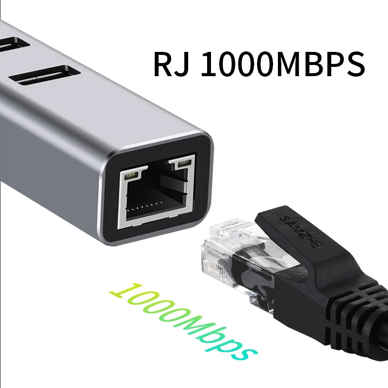 USB 3.0 HUB 1000Mbps 3 Ports USB 3.0 Type C HUB USB to Rj45 Gigabit Ethernet Adapter RTL8153 for MacBook Laptop Computer thumbnail 3