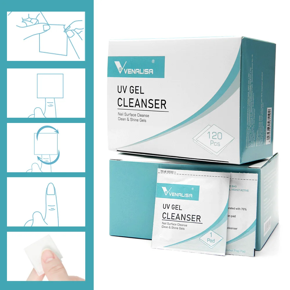 20pcs/120Pcs Venalisa Remover Wipes Pad for Nail Manicure Cleanser Nail Art UV Gel Remover Degreaser for Nails Gel Nail Polish thumbnail 4