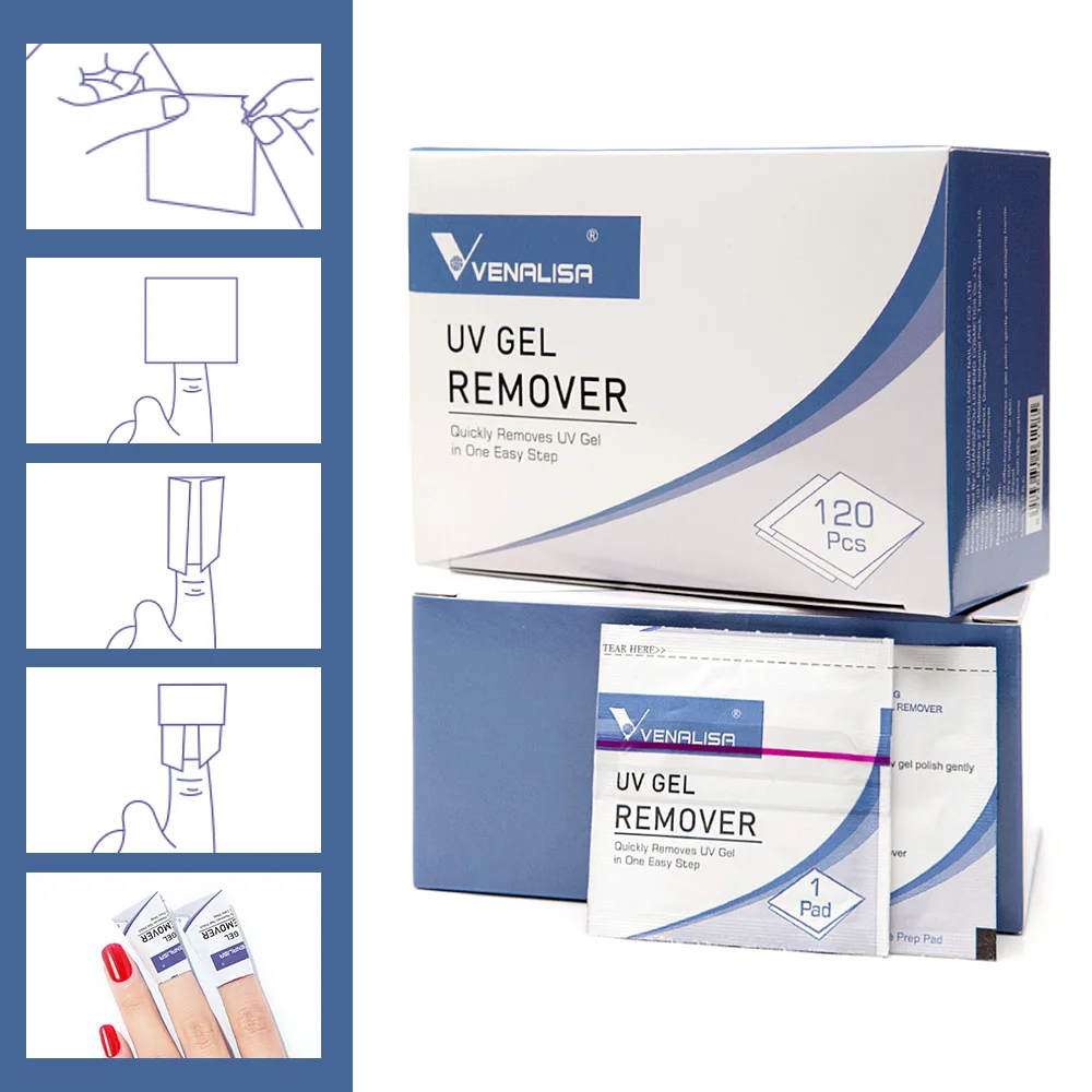 20pcs/120Pcs Venalisa Remover Wipes Pad for Nail Manicure Cleanser Nail Art UV Gel Remover Degreaser for Nails Gel Nail Polish thumbnail 2