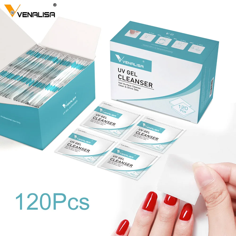 20pcs/120Pcs Venalisa Remover Wipes Pad for Nail Manicure Cleanser Nail Art UV Gel Remover Degreaser for Nails Gel Nail Polish thumbnail 5
