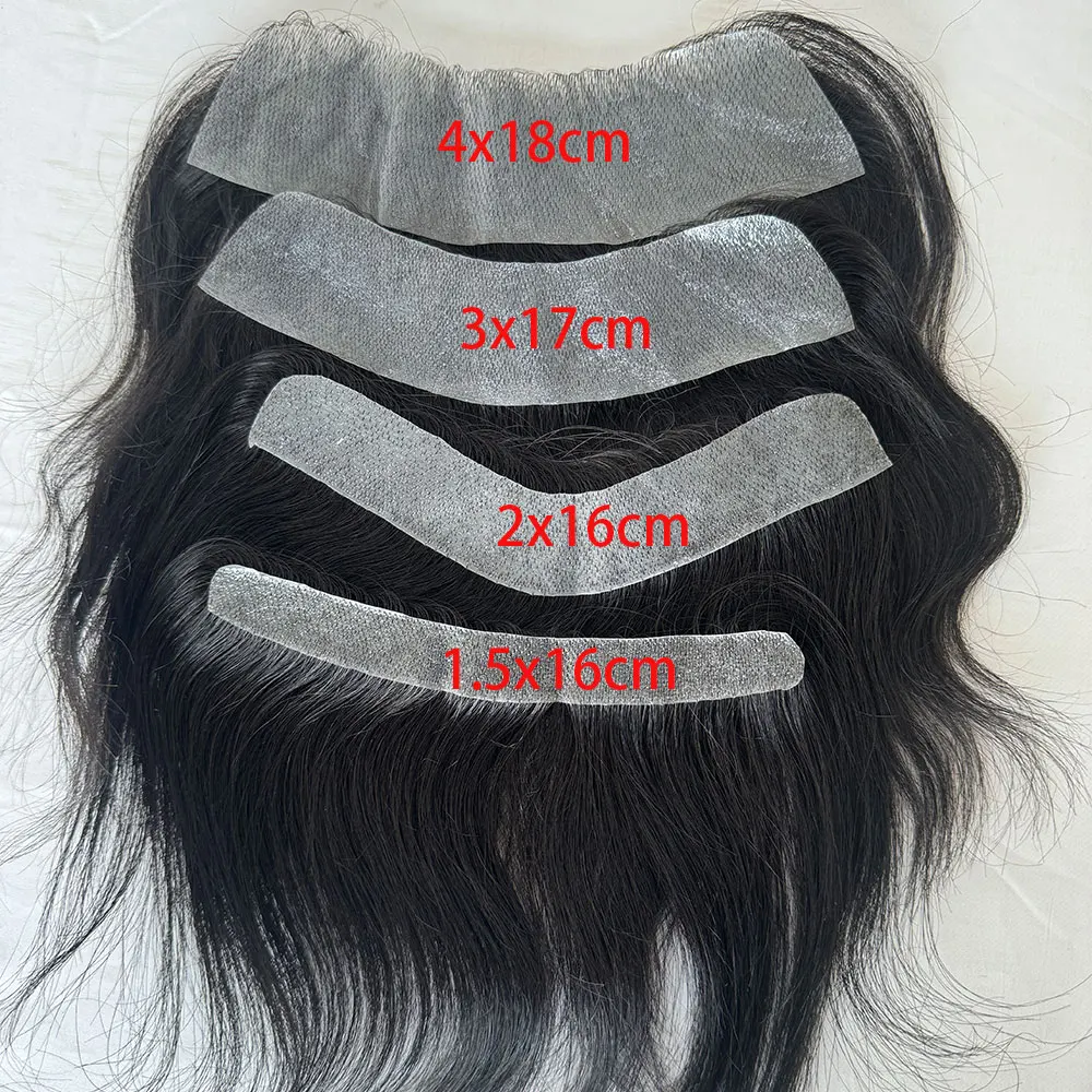 Men's Toupee Thin Skin PU V Loop Front Hair Replacement Systems 6 Inches Remy Human HairPiece Toupee For Men 1B V Frontal Toupee