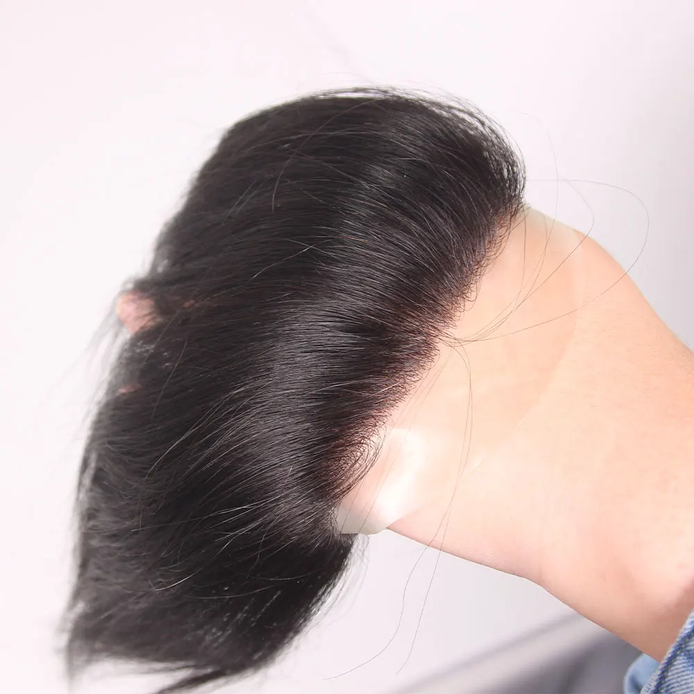 Men's Toupee Thin Skin PU V Loop Front Hair Replacement Systems 6 Inches Remy Human HairPiece Toupee For Men 1B V Frontal Toupee thumbnail 5