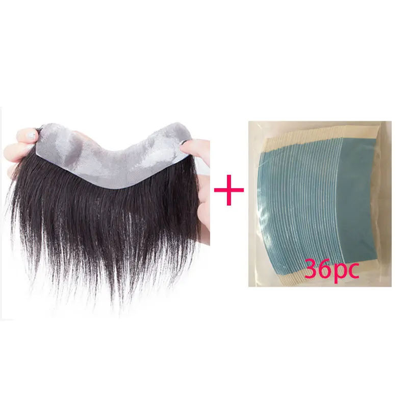 Men's Toupee Thin Skin PU V Loop Front Hair Replacement Systems 6 Inches Remy Human HairPiece Toupee For Men 1B V Frontal Toupee thumbnail 6