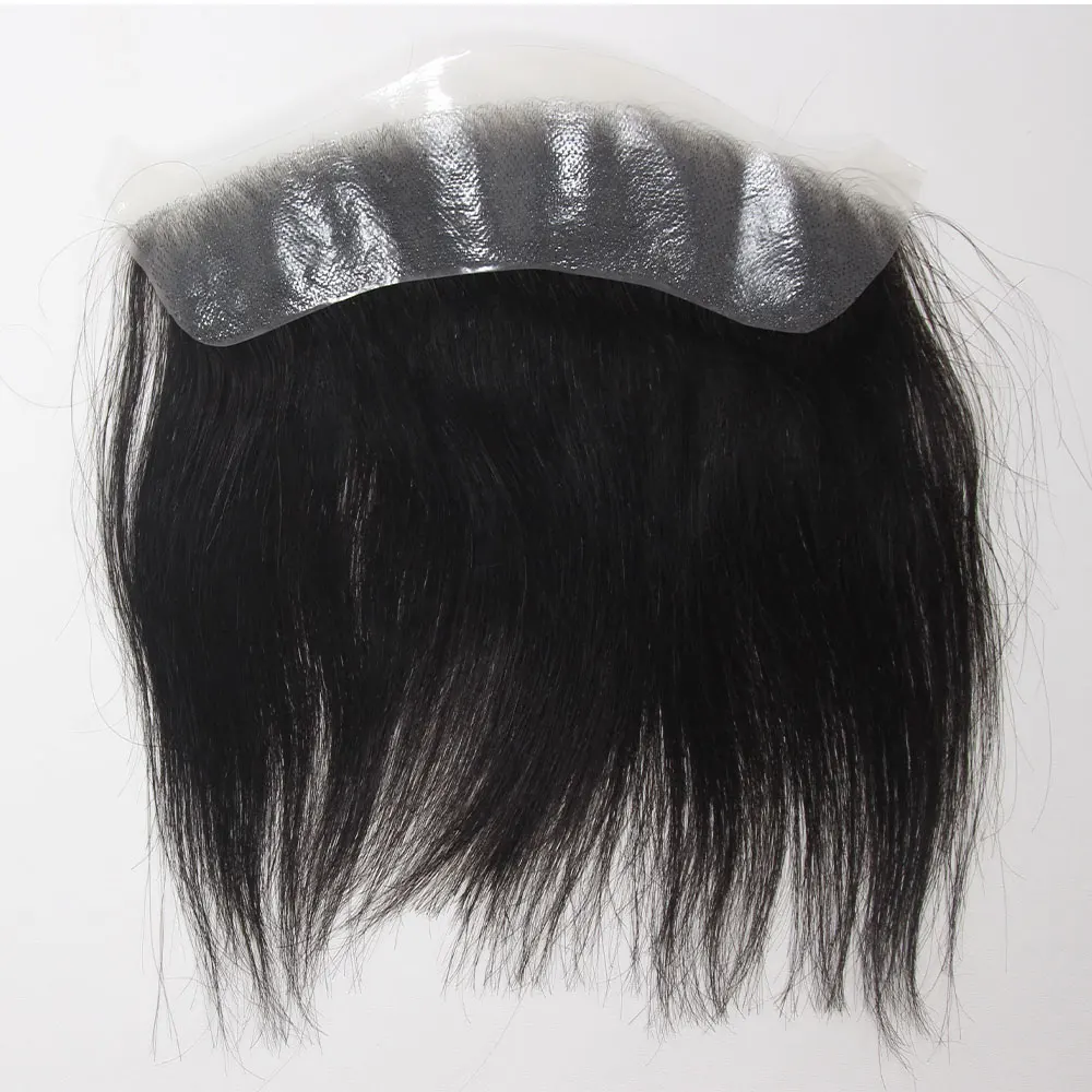 Men's Toupee Thin Skin PU V Loop Front Hair Replacement Systems 6 Inches Remy Human HairPiece Toupee For Men 1B V Frontal Toupee thumbnail 2
