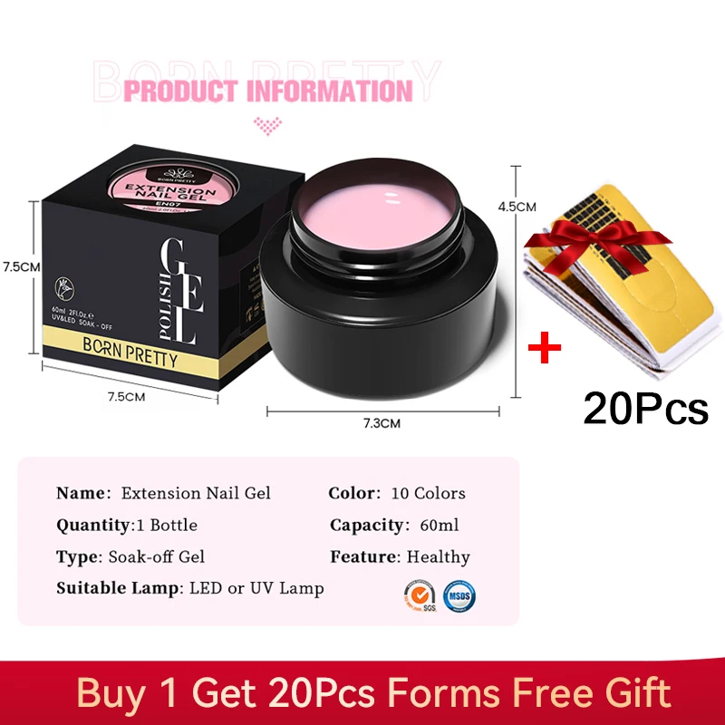 BORN PRETTY 60/30ml Hard Jelly Extension Nail Gel Polish French Nails Nude Pink White Clear Nail Supplies Gel for extension thumbnail 5