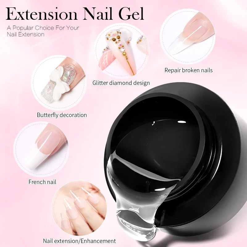 BORN PRETTY 60/30ml Hard Jelly Extension Nail Gel Polish French Nails Nude Pink White Clear Nail Supplies Gel for extension thumbnail 4