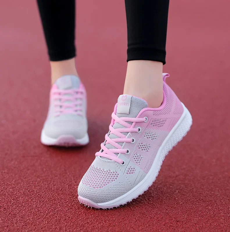 Women Casual Shoes Fashion Breathable Walking Mesh Flat Shoes Sneakers Women Running Gym Vulcanized Shoes White Female Footwear thumbnail 3