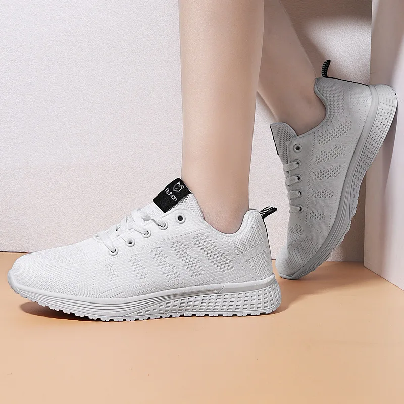 Women Casual Shoes Fashion Breathable Walking Mesh Flat Shoes Sneakers Women Running Gym Vulcanized Shoes White Female Footwear thumbnail 4