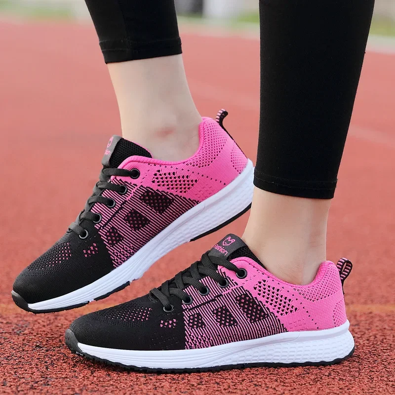 Women Casual Shoes Fashion Breathable Walking Mesh Flat Shoes Sneakers Women Running Gym Vulcanized Shoes White Female Footwear thumbnail 2