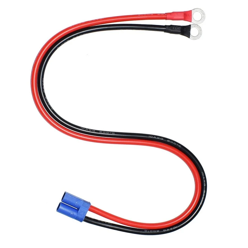 50CM EC5 Male / Female To O Ring Terminal Cable Plug Connector 10AWG RC ESC Charger Car Battery Jump Starters Jumper Cables
