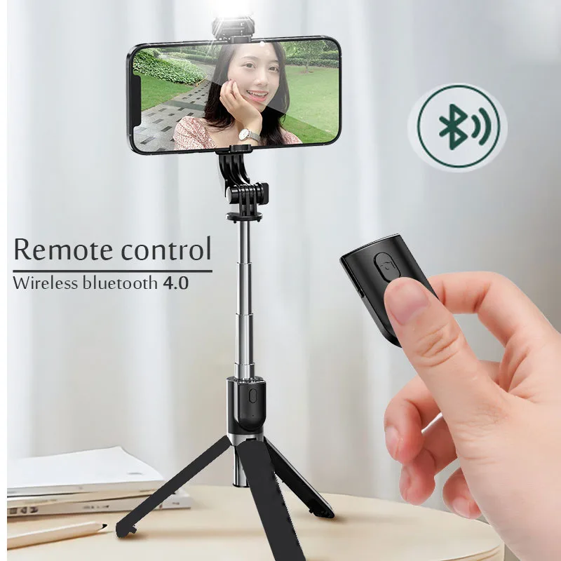Portable Bluetooth Selfie Stick Retractable Multifunctional 103CM Phone HoldeTripod With Selfie light Wireless Remote Shutter thumbnail 5
