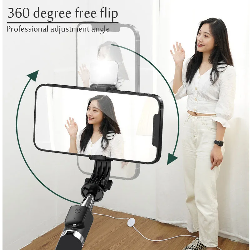 Portable Bluetooth Selfie Stick Retractable Multifunctional 103CM Phone HoldeTripod With Selfie light Wireless Remote Shutter thumbnail 4