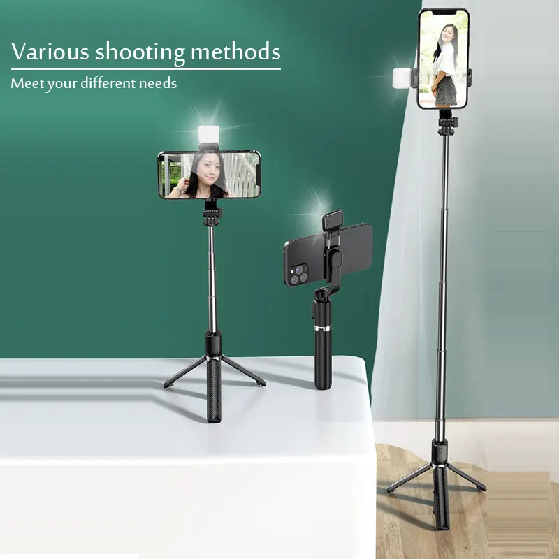 Portable Bluetooth Selfie Stick Retractable Multifunctional 103CM Phone HoldeTripod With Selfie light Wireless Remote Shutter thumbnail 6