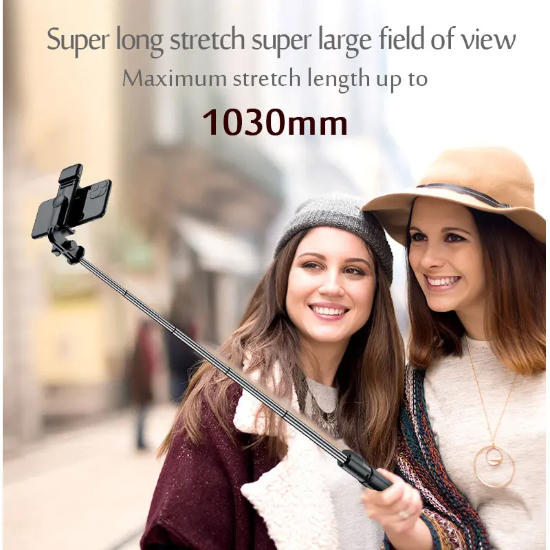 Portable Bluetooth Selfie Stick Retractable Multifunctional 103CM Phone HoldeTripod With Selfie light Wireless Remote Shutter thumbnail 2