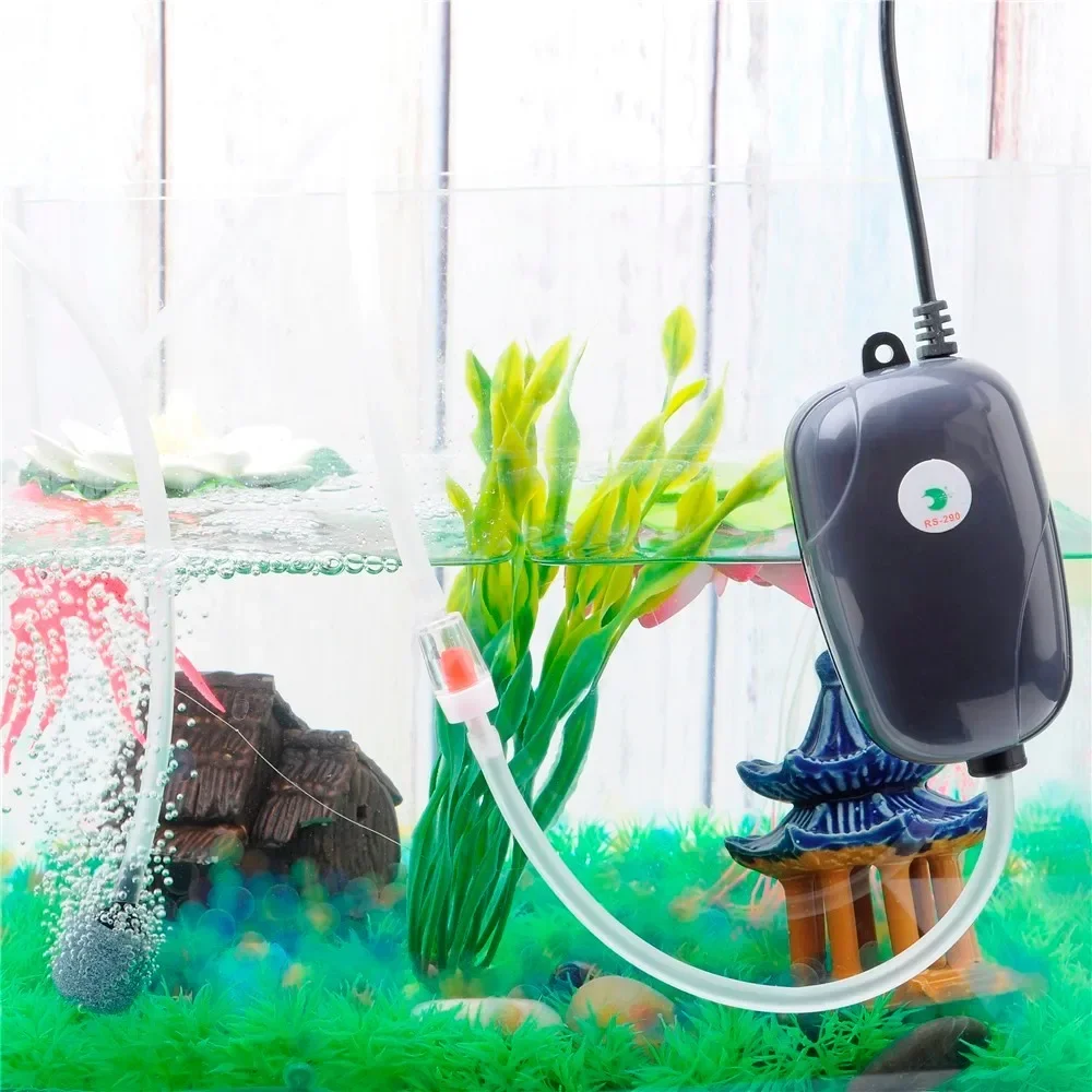 Aquarium Air Pump Fish Tank Mini Compressor Single Double Outlet with Check Valve Tube Aquatic Accessories 220V 3W 5W thumbnail 4