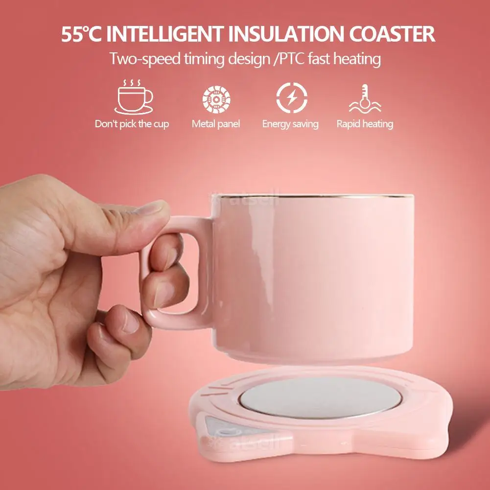 USB Cute Mug Warmer Cup Heater Desktop Heated Coaster for Coffee Milk Tea Temperatures Adjustable Cup Warming Pad thumbnail 5