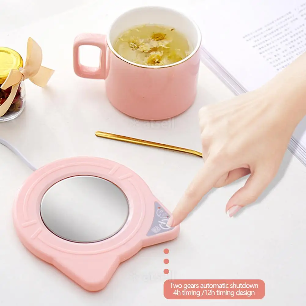 USB Cute Mug Warmer Cup Heater Desktop Heated Coaster for Coffee Milk Tea Temperatures Adjustable Cup Warming Pad thumbnail 6