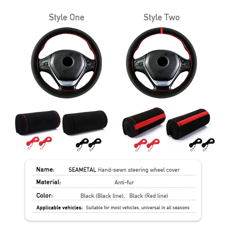 Premium Fur Steering Wheel Cover Universal Car Steering Wheel Braid Cover with Needles and Thread Anti Slip Interior Protector thumbnail 5