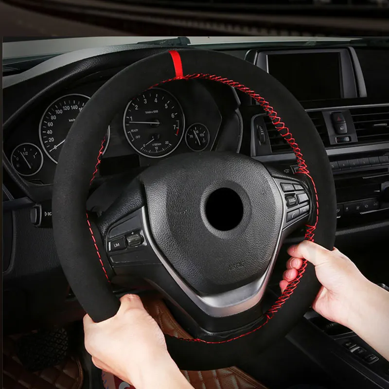 Premium Fur Steering Wheel Cover Universal Car Steering Wheel Braid Cover with Needles and Thread Anti Slip Interior Protector thumbnail 6