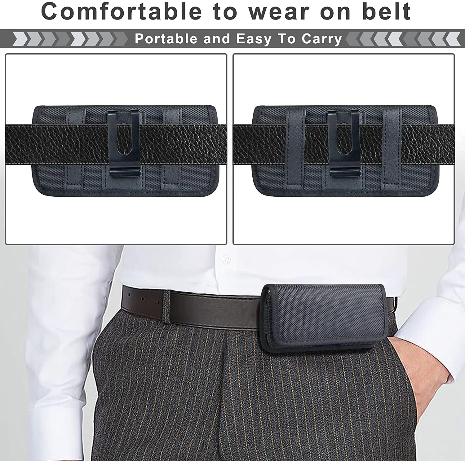 Phone Holster Case Nylon Cell Phone Belt Clip 3.5-6.3 inch  Pouch Carrying Case Waist Bag for iPhone 13 12 Samsung Galaxy Xiaomi thumbnail 2