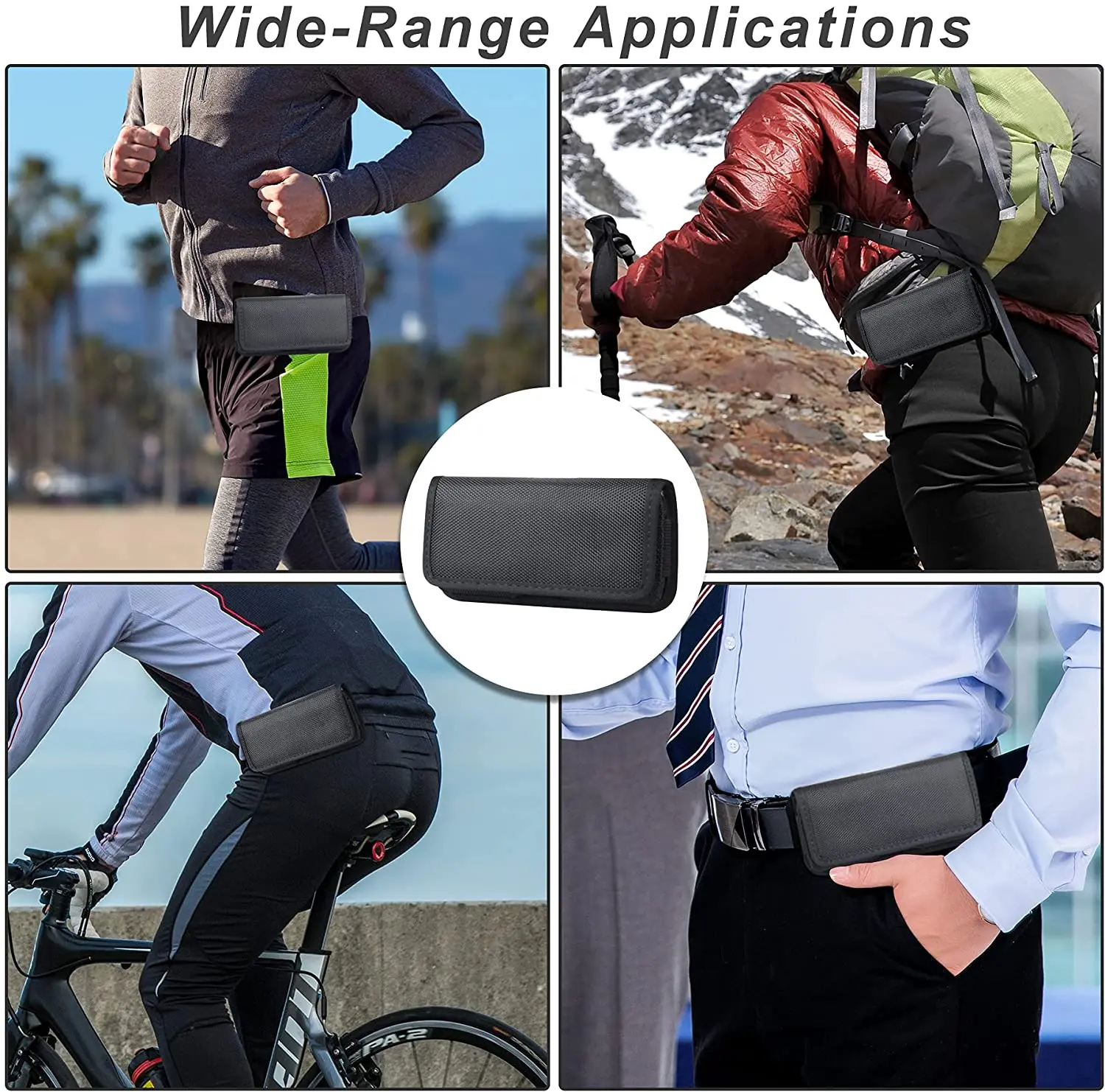 Phone Holster Case Nylon Cell Phone Belt Clip 3.5-6.3 inch  Pouch Carrying Case Waist Bag for iPhone 13 12 Samsung Galaxy Xiaomi thumbnail 6