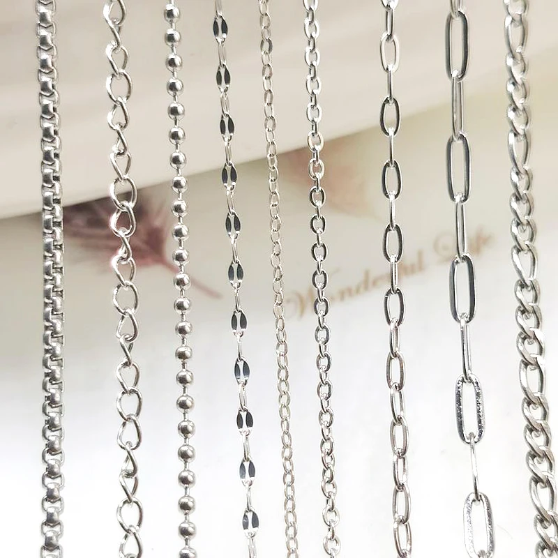 No Fade 2Meters Stainless Steel Chains for Jewelry Making DIY Necklace Bracelet Accessories Gold Chain Lips Beads Beaded Chain thumbnail 2