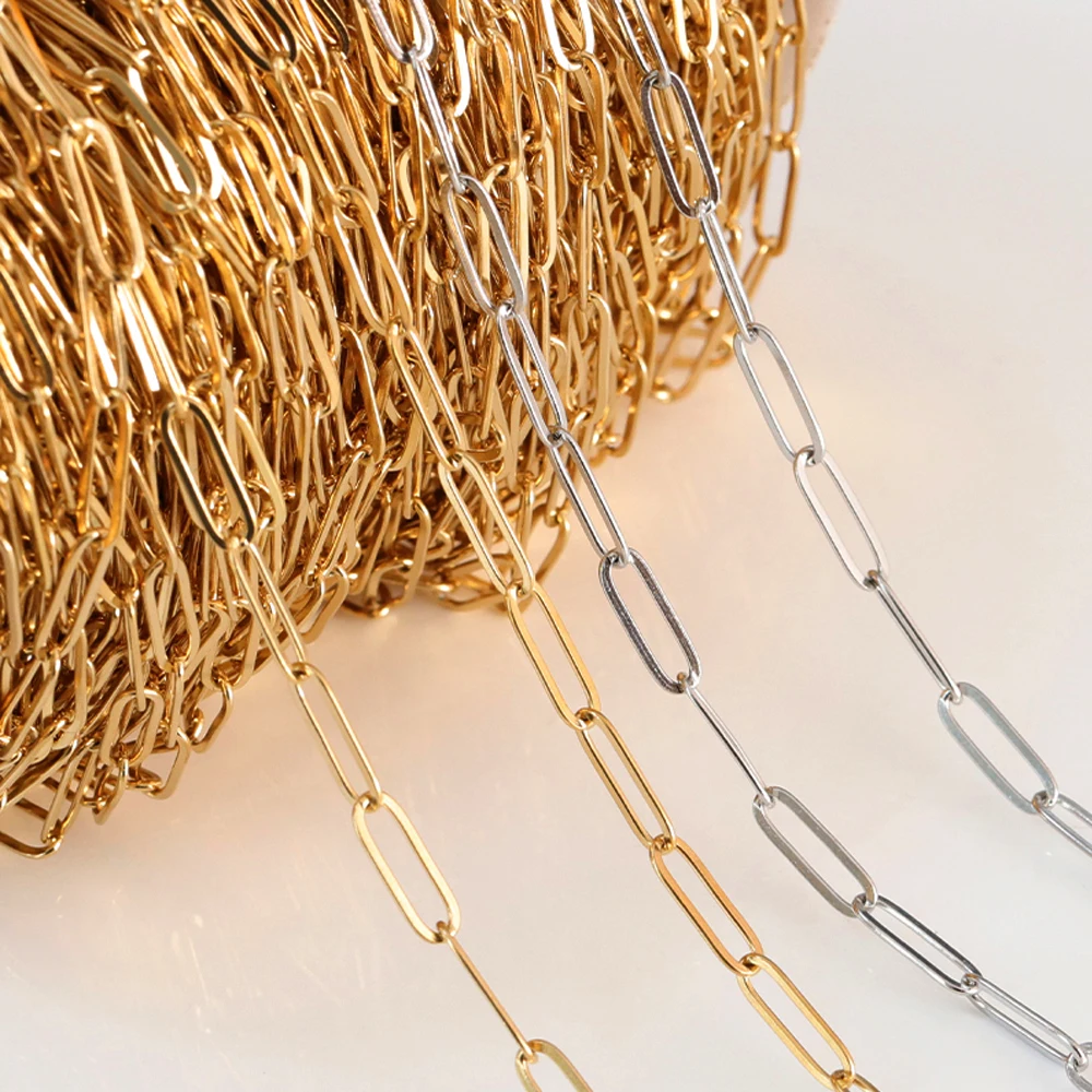 No Fade 2Meters Stainless Steel Chains for Jewelry Making DIY Necklace Bracelet Accessories Gold Chain Lips Beads Beaded Chain thumbnail 3