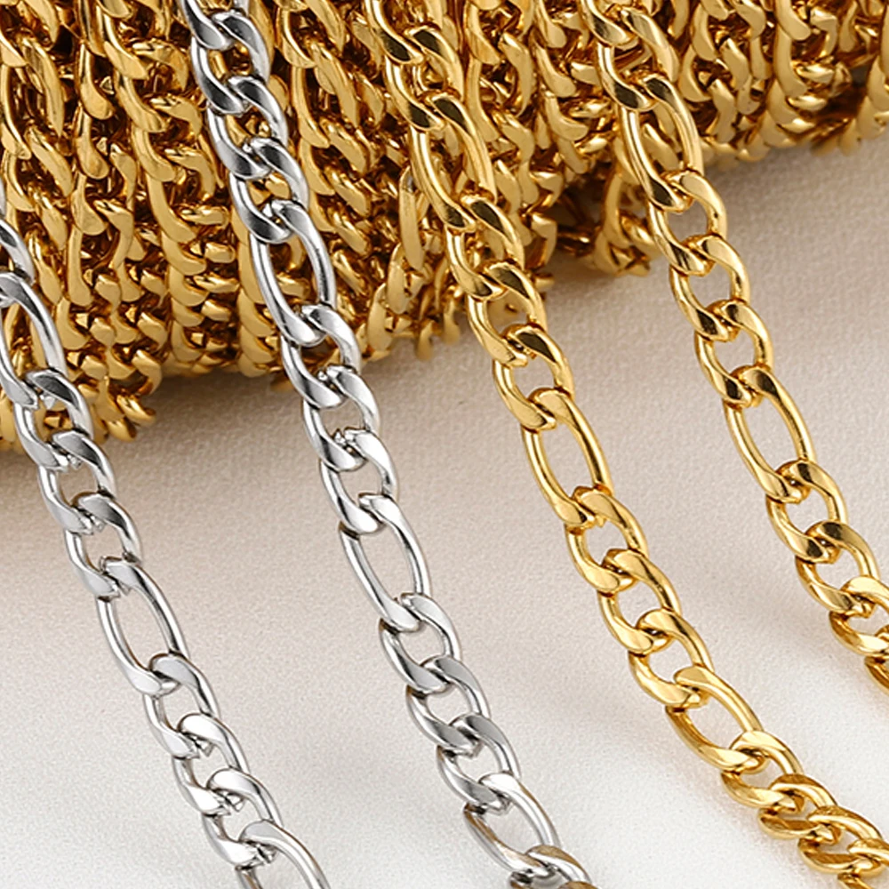 No Fade 2Meters Stainless Steel Chains for Jewelry Making DIY Necklace Bracelet Accessories Gold Chain Lips Beads Beaded Chain thumbnail 4