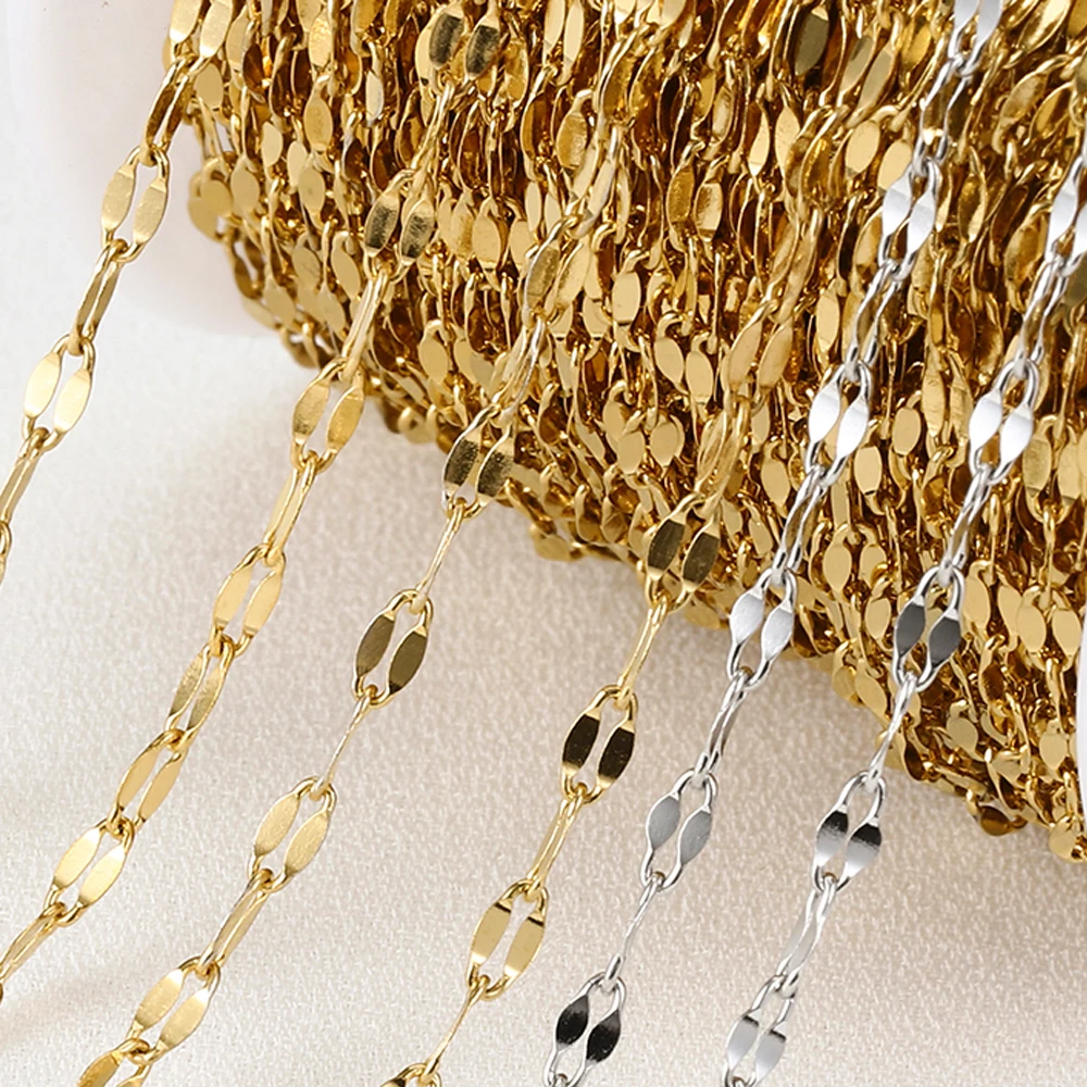No Fade 2Meters Stainless Steel Chains for Jewelry Making DIY Necklace Bracelet Accessories Gold Chain Lips Beads Beaded Chain thumbnail 5