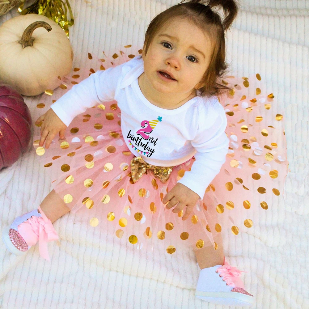 Baby Girl's 1st Birthday Outfit Birthday Tutu Girls Dress Set Newborn Infant Baby Girls 1st Birthday Dress Birthday Party Cotume thumbnail 2