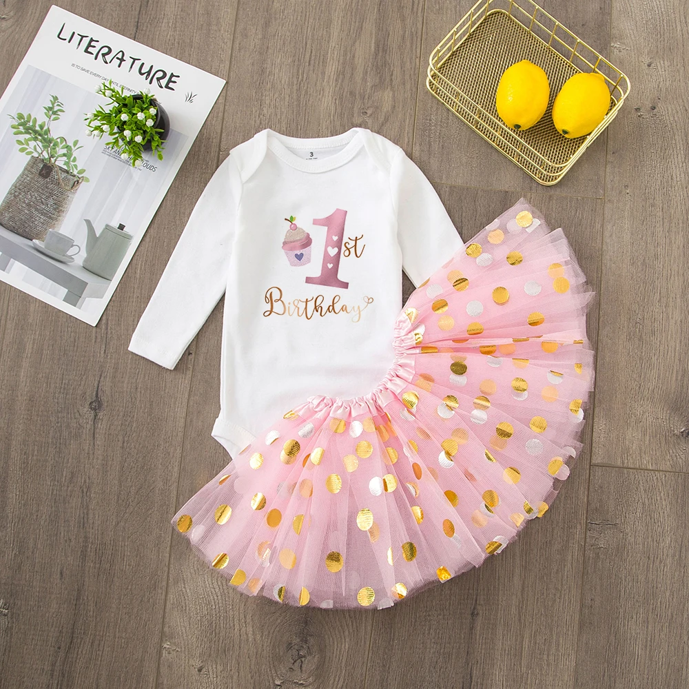 Baby Girl's 1st Birthday Outfit Birthday Tutu Girls Dress Set Newborn Infant Baby Girls 1st Birthday Dress Birthday Party Cotume thumbnail 5