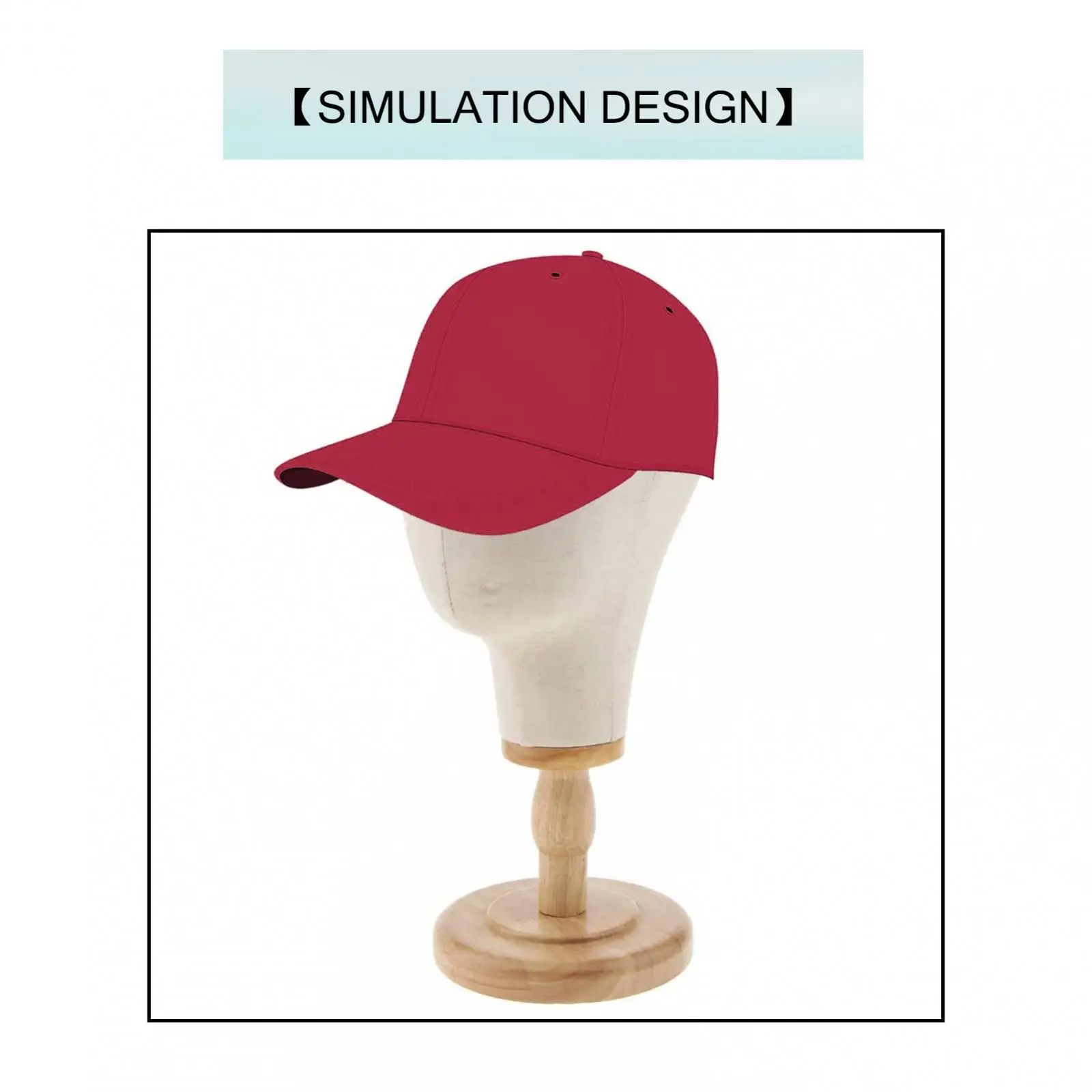 22'' Canvas Mannequin Wig Manikin Hats Caps Display Canvas Cork Block Mannequin Head Model + Detachable Wood Stand thumbnail 5