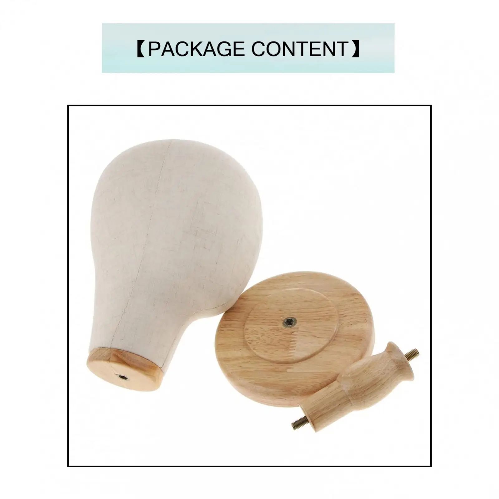 22'' Canvas Mannequin Wig Manikin Hats Caps Display Canvas Cork Block Mannequin Head Model + Detachable Wood Stand thumbnail 6