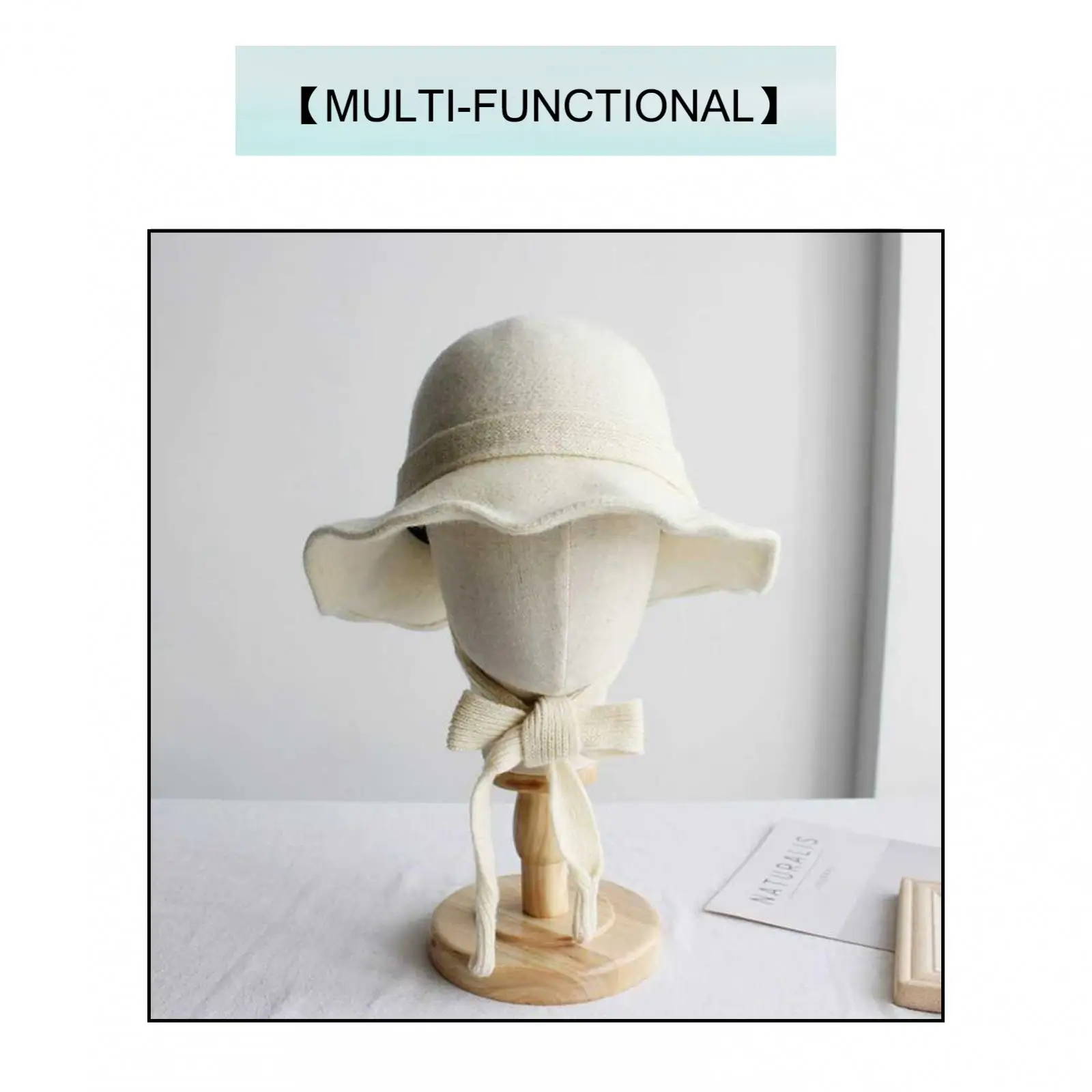 22'' Canvas Mannequin Wig Manikin Hats Caps Display Canvas Cork Block Mannequin Head Model + Detachable Wood Stand thumbnail 2