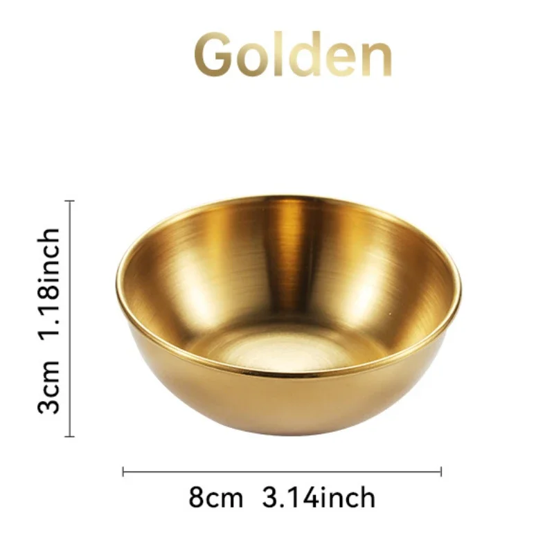 4pcs 2pcs Stainless Steel Golden Sauce Dishes Appetizer Seasoning Serving Dishes Sets Tray Spice Plates Kitchen Tableware thumbnail 2