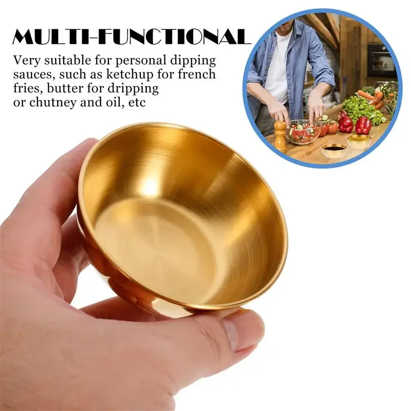 4pcs 2pcs Stainless Steel Golden Sauce Dishes Appetizer Seasoning Serving Dishes Sets Tray Spice Plates Kitchen Tableware thumbnail 4