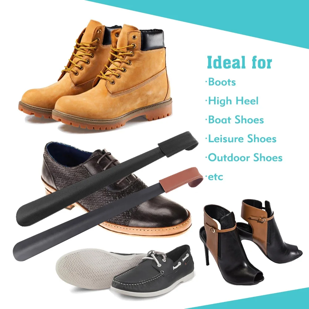 42cm Long Handled Shoe Horn Leather Shoehorn Metal Long No Bending 16cm Short Shoe Spoon Home Tools For Pregnant Backache Eldery thumbnail 2