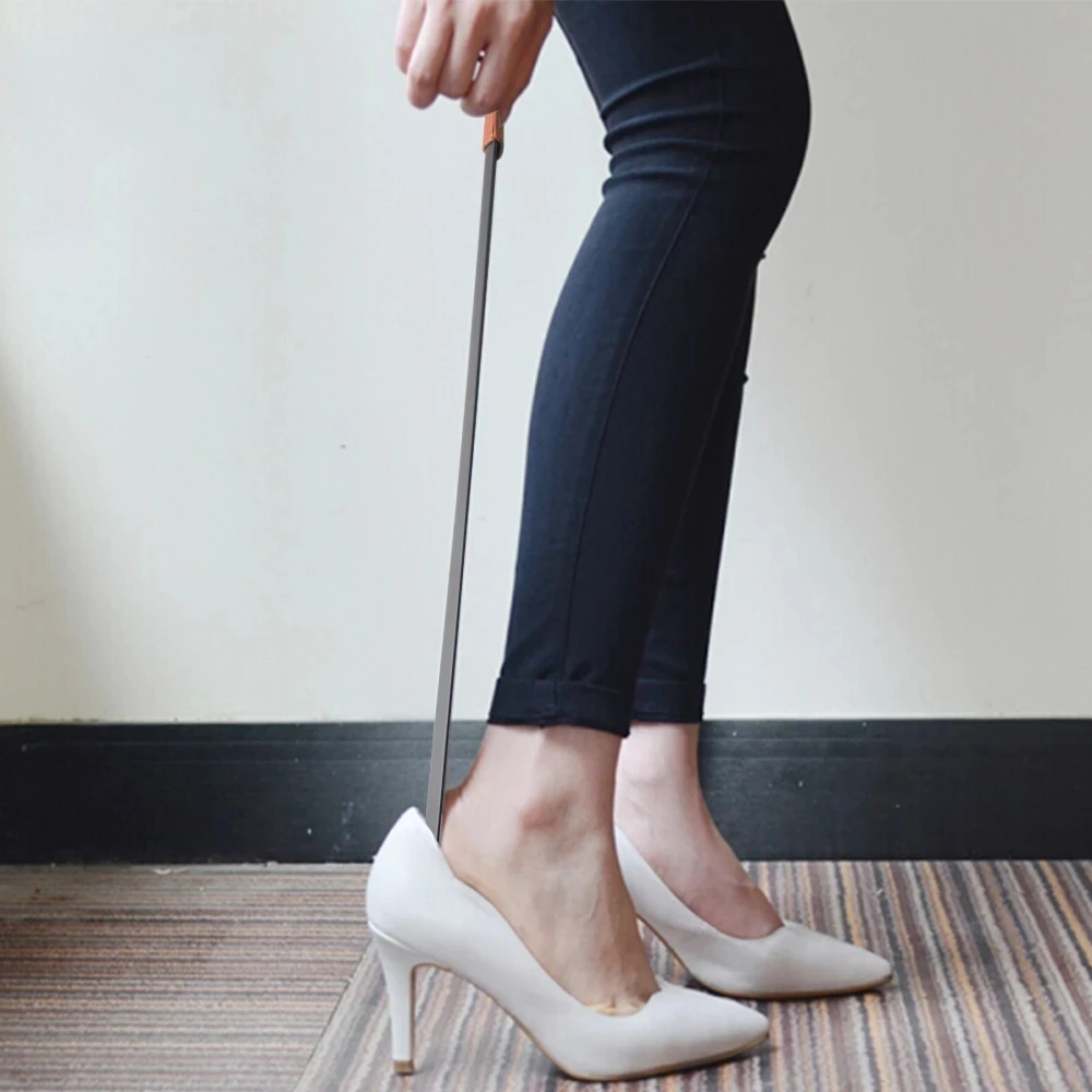 42cm Long Handled Shoe Horn Leather Shoehorn Metal Long No Bending 16cm Short Shoe Spoon Home Tools For Pregnant Backache Eldery thumbnail 3
